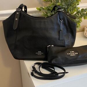 Coach Black Leather Shoulder Bag Set